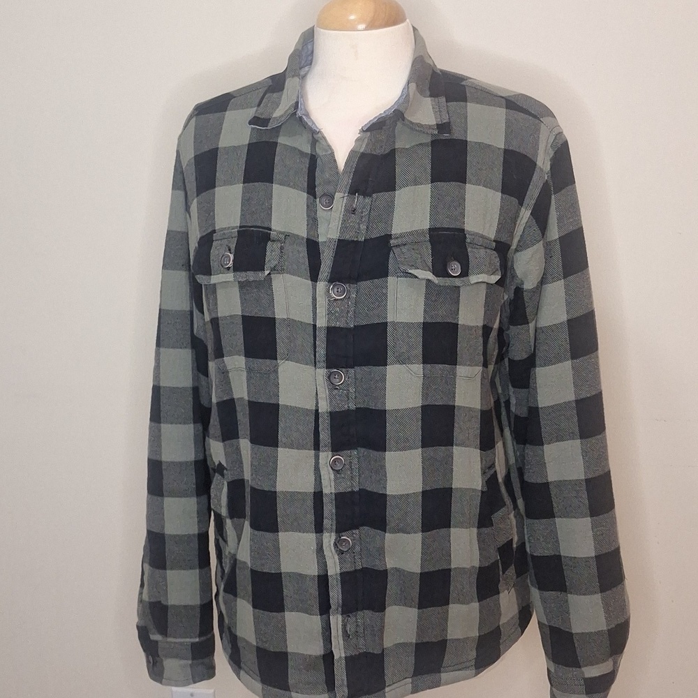 Tailor Vintage Men's M Shacket Sherpa Lined Buffalo Plaid Green Mistletoe - Picture 2 of 10